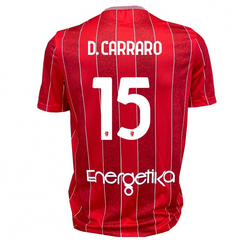 Danxen Kinderen Davide Carraro #15 Rood Wit Uitshirt Uittenue 2025/26 T-Shirt