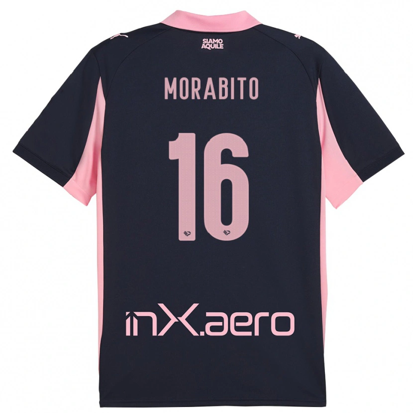 Danxen Kinderen Gioele Maria Morabito #16 Donkerblauw Roze Uitshirt Uittenue 2025/26 T-Shirt