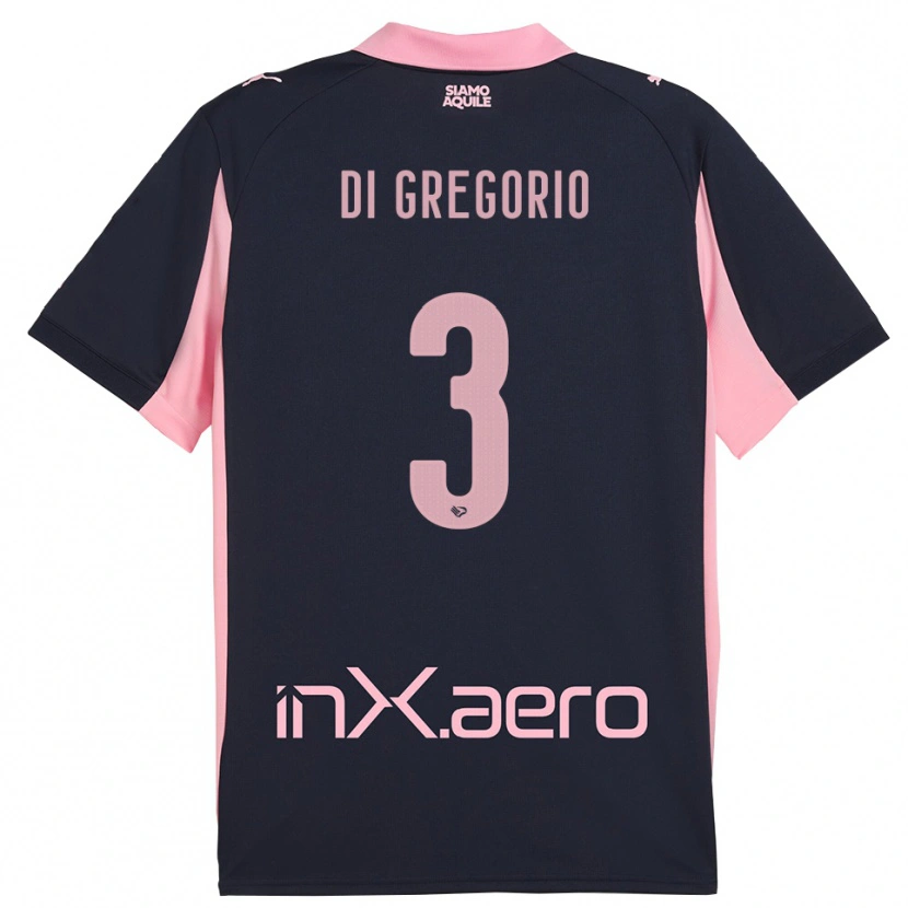 Danxen Kinderen Angelo Di Gregorio #3 Donkerblauw Roze Uitshirt Uittenue 2025/26 T-Shirt