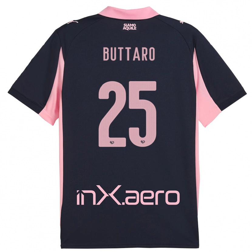 Danxen Kinderen Alessio Buttaro #25 Donkerblauw Roze Uitshirt Uittenue 2025/26 T-Shirt