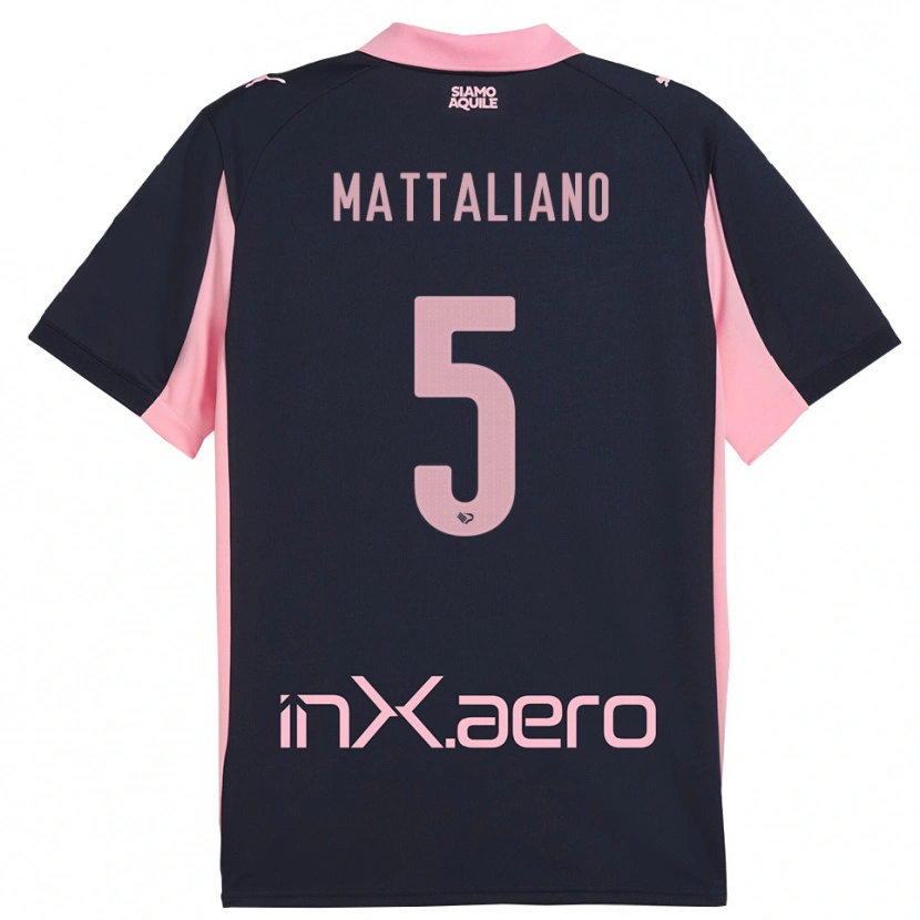 Danxen Kinderen Cristian Mattaliano #5 Donkerblauw Roze Uitshirt Uittenue 2025/26 T-Shirt