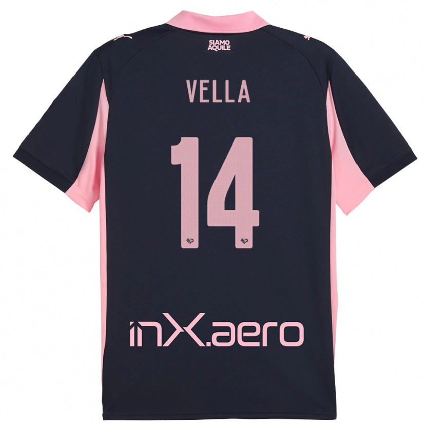 Danxen Kinderen Andreas Vella #14 Donkerblauw Roze Uitshirt Uittenue 2025/26 T-Shirt