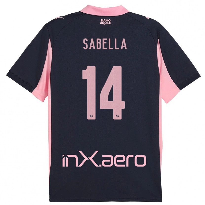 Danxen Kinderen Alberto Sabella #14 Donkerblauw Roze Uitshirt Uittenue 2025/26 T-Shirt