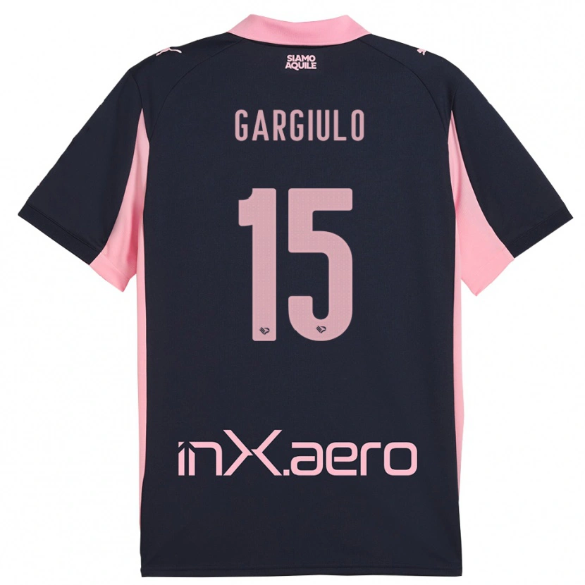 Danxen Kinderen Francesco Gargiulo #15 Donkerblauw Roze Uitshirt Uittenue 2025/26 T-Shirt