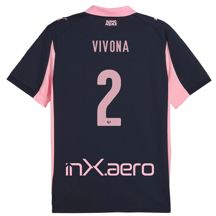 Danxen Kinderen Samuele Vivona #2 Donkerblauw Roze Uitshirt Uittenue 2025/26 T-Shirt