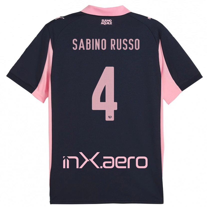 Danxen Kinderen Alessandro Sabino Russo #4 Donkerblauw Roze Uitshirt Uittenue 2025/26 T-Shirt