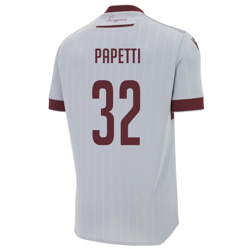 Danxen Kinderen Andrea Papetti #32 Bourgondië Wit Uitshirt Uittenue 2025/26 T-Shirt