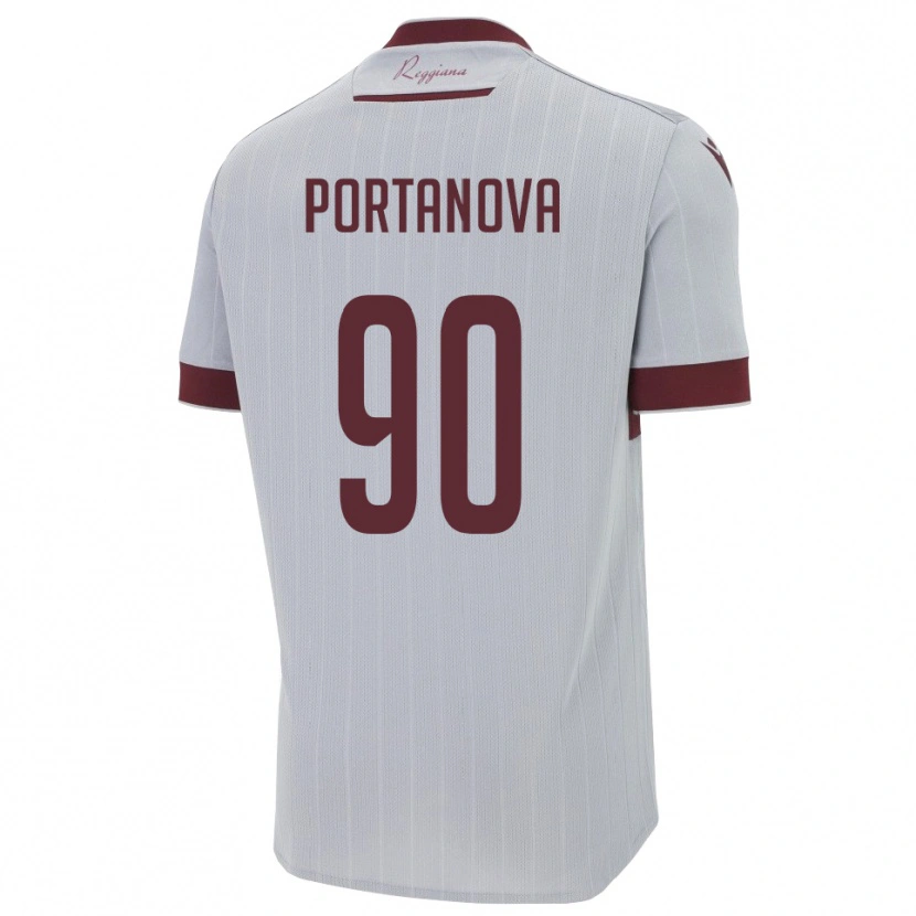 Danxen Kinderen Manolo Portanova #90 Bourgondië Wit Uitshirt Uittenue 2025/26 T-Shirt