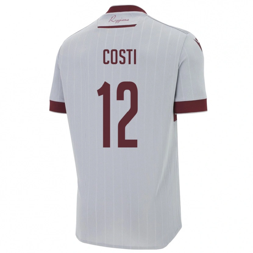 Danxen Kinderen Filippo Costi #12 Bourgondië Wit Uitshirt Uittenue 2025/26 T-Shirt