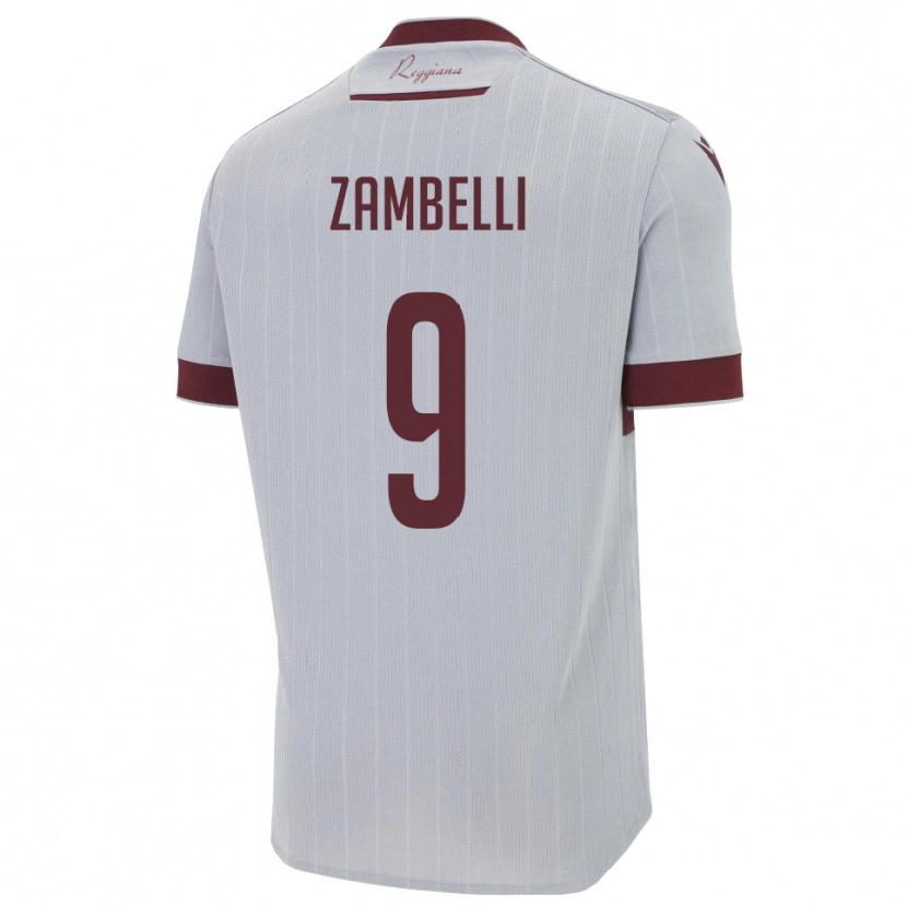 Danxen Kinderen Alessio Zambelli #9 Bourgondië Wit Uitshirt Uittenue 2025/26 T-Shirt