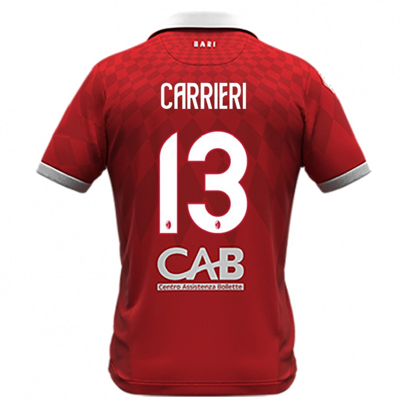 Danxen Kinderen Vitantonio Carrieri #13 Rood Wit Uitshirt Uittenue 2025/26 T-Shirt