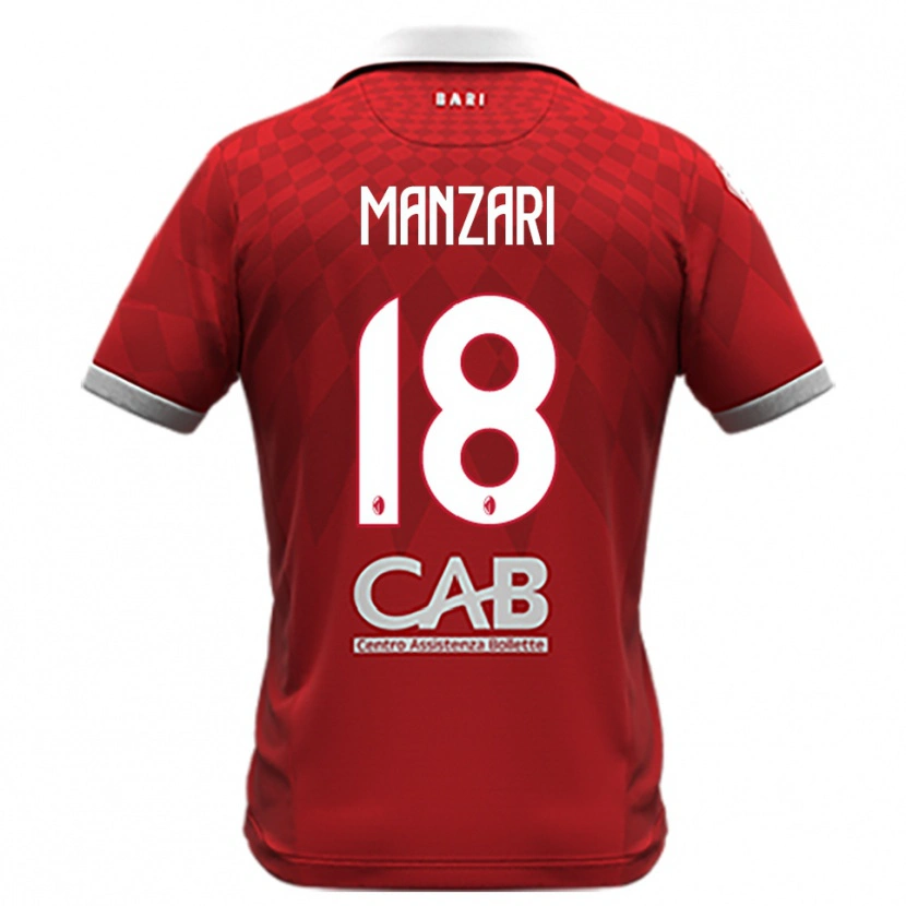Danxen Kinderen Giacomo Manzari #18 Rood Wit Uitshirt Uittenue 2025/26 T-Shirt