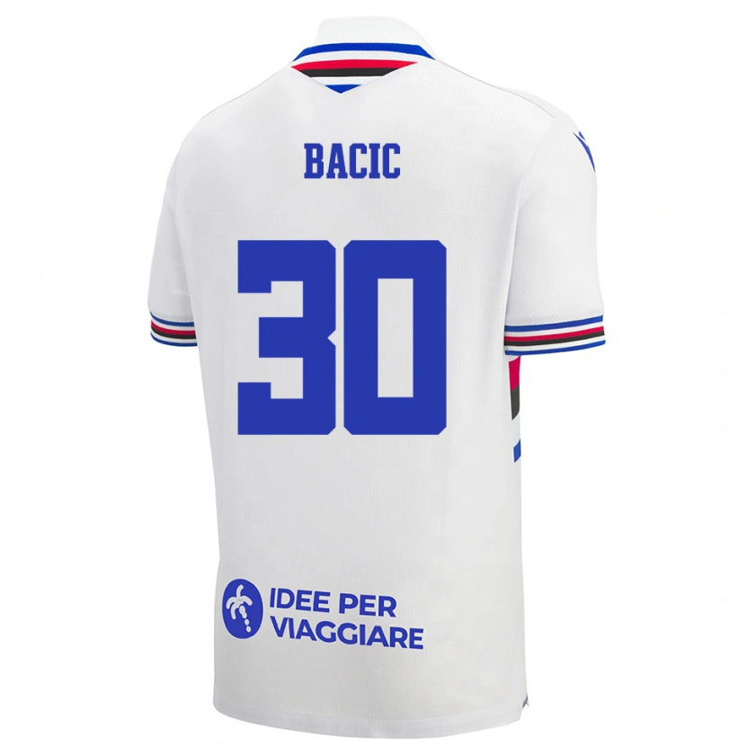 Danxen Kinderen Mateo Bacic #30 Wit Blauw Rood Uitshirt Uittenue 2025/26 T-Shirt