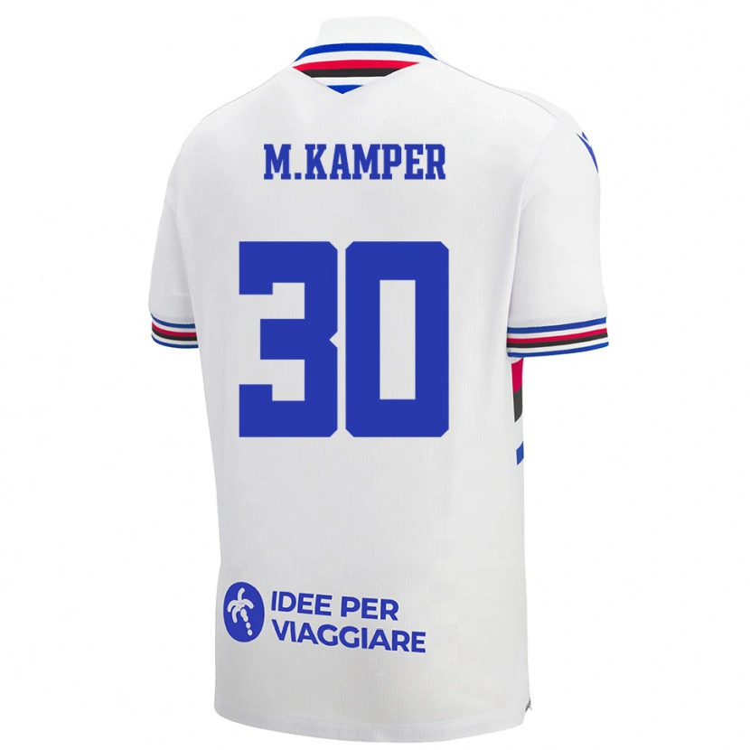 Danxen Kinderen Maia Leona Kamper Rodrigues #30 Wit Blauw Rood Uitshirt Uittenue 2025/26 T-Shirt
