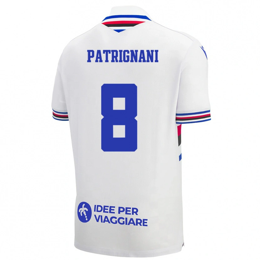Danxen Kinderen Giulio Patrignani #8 Wit Blauw Rood Uitshirt Uittenue 2025/26 T-Shirt