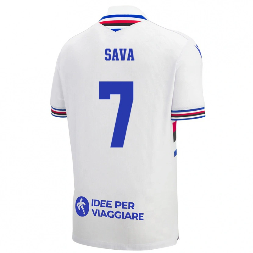 Danxen Kinderen Samuele Sava #7 Wit Blauw Rood Uitshirt Uittenue 2025/26 T-Shirt