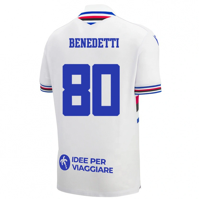 Danxen Kinderen Leonardo Benedetti #80 Wit Blauw Rood Uitshirt Uittenue 2025/26 T-Shirt
