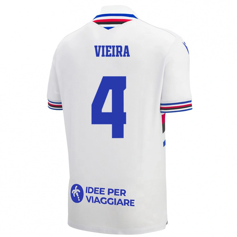 Danxen Kinderen Ronaldo Vieira #4 Wit Blauw Rood Uitshirt Uittenue 2025/26 T-Shirt
