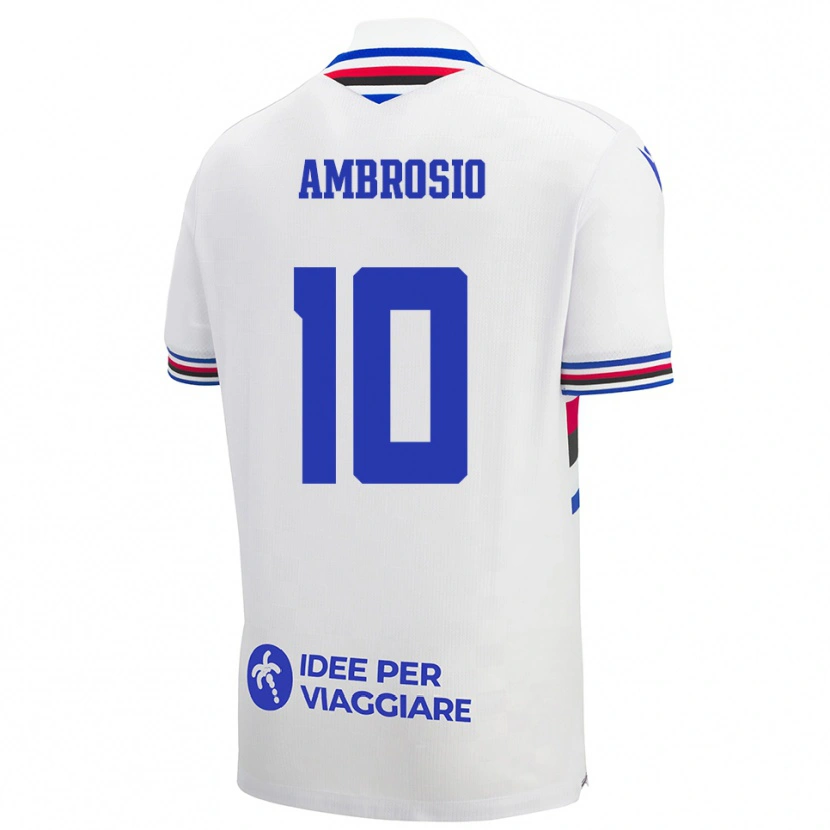 Danxen Kinderen Alfonso Ambrosio #10 Wit Blauw Rood Uitshirt Uittenue 2025/26 T-Shirt