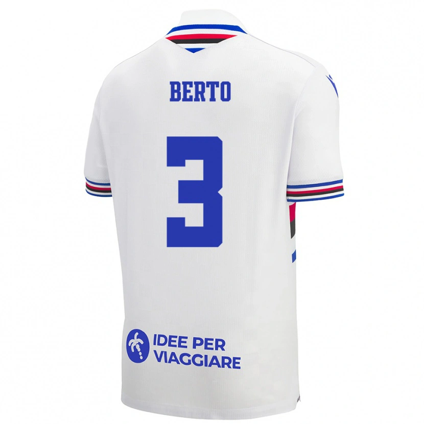 Danxen Kinderen Nicolò Berto #3 Wit Blauw Rood Uitshirt Uittenue 2025/26 T-Shirt