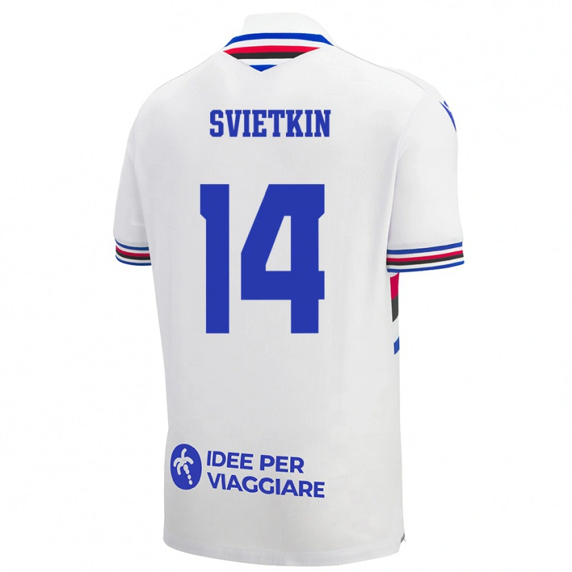 Danxen Kinderen Tomas Svietkin #14 Wit Blauw Rood Uitshirt Uittenue 2025/26 T-Shirt