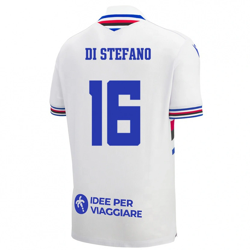 Danxen Kinderen Lorenzo Di Stefano #16 Wit Blauw Rood Uitshirt Uittenue 2025/26 T-Shirt