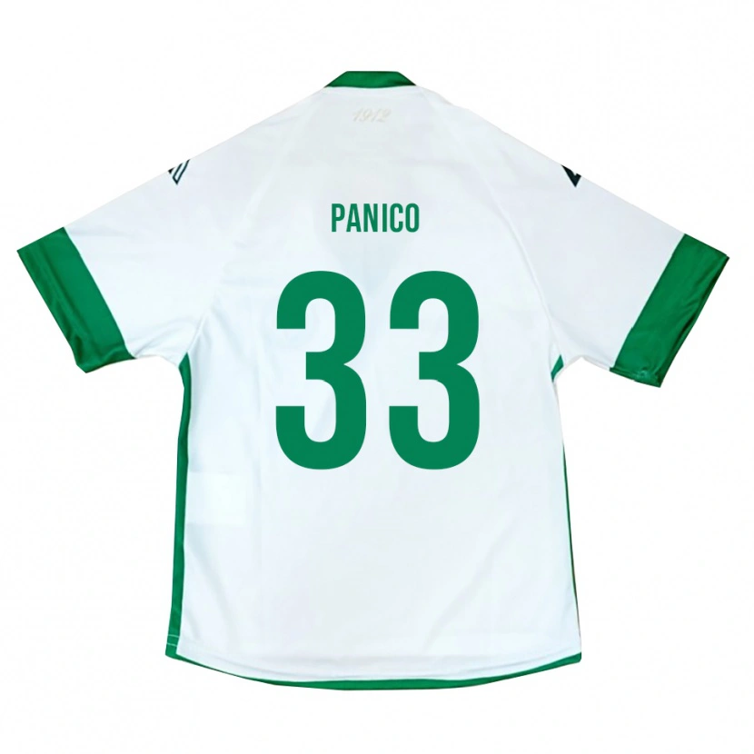 Danxen Kinderen Giuseppe Panico #33 Wit Groen Blauw Uitshirt Uittenue 2025/26 T-Shirt