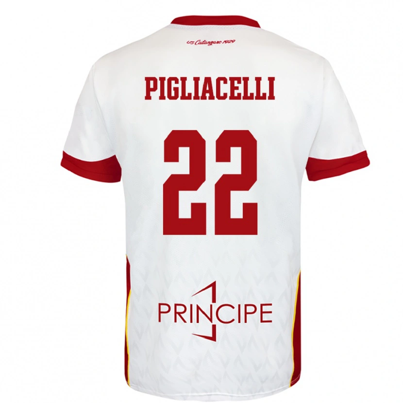 Danxen Kinderen Mirko Pigliacelli #22 Wit Rood Uitshirt Uittenue 2025/26 T-Shirt