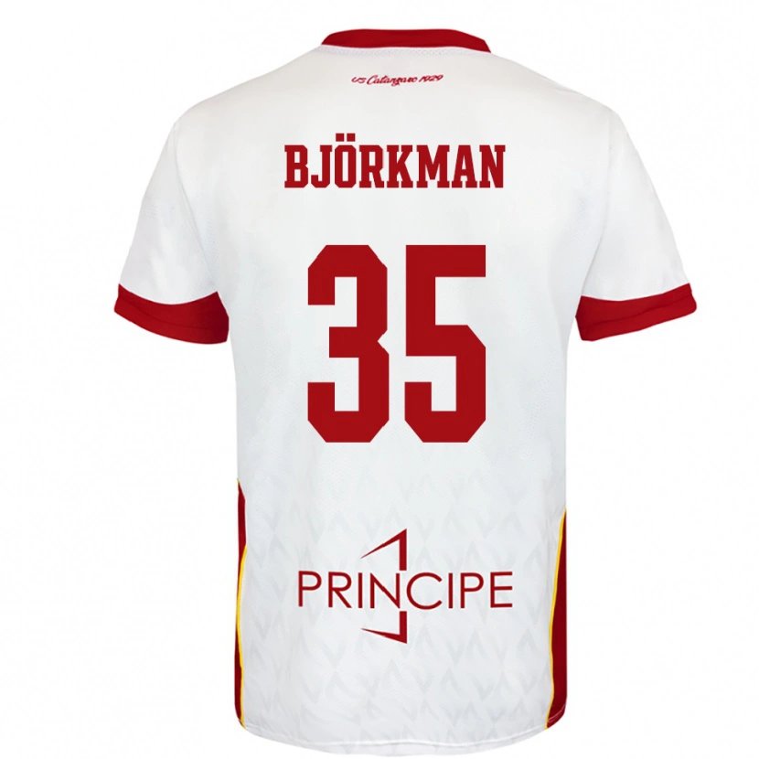 Danxen Kinderen Robin Björkman #35 Wit Rood Uitshirt Uittenue 2025/26 T-Shirt