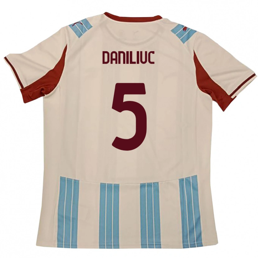 Danxen Kinderen Flavius Daniliuc #5 Hemelsblauw Wit Uitshirt Uittenue 2025/26 T-Shirt