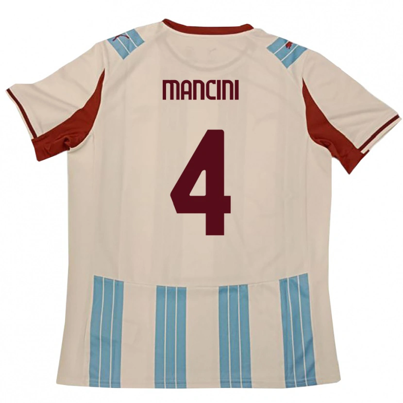 Danxen Kinderen Samuele Mancini #4 Hemelsblauw Wit Uitshirt Uittenue 2025/26 T-Shirt