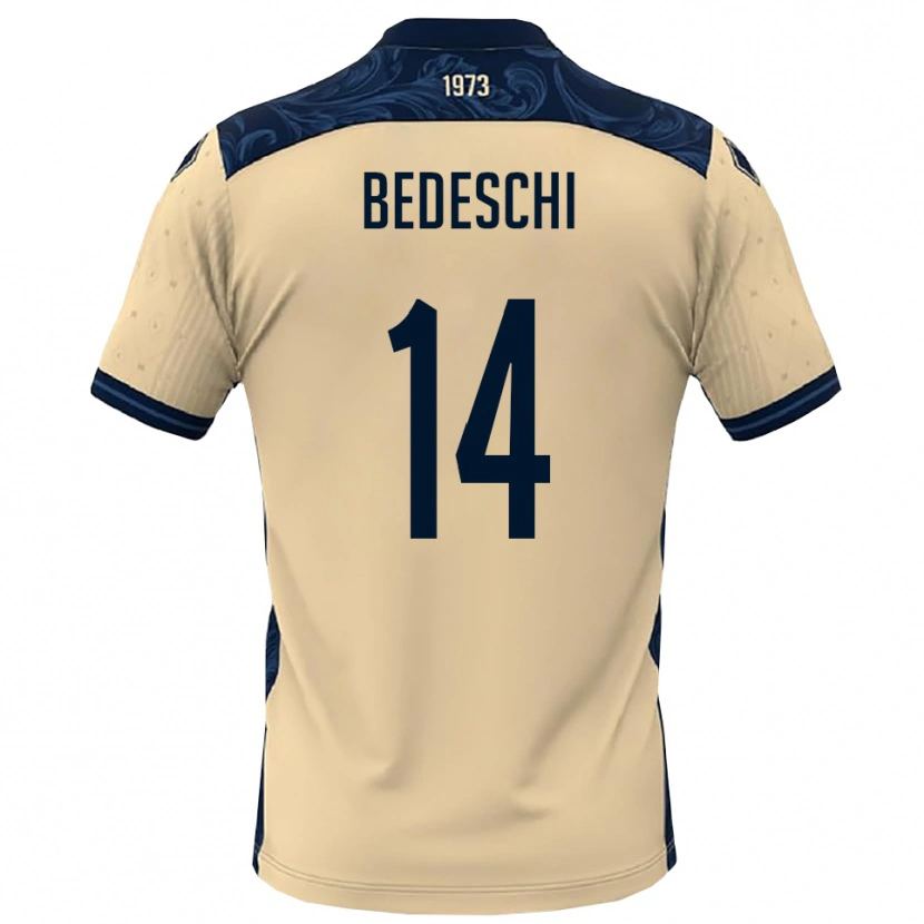 Danxen Kinderen Davide Bedeschi #14 Wit Donkerblauw Uitshirt Uittenue 2025/26 T-Shirt