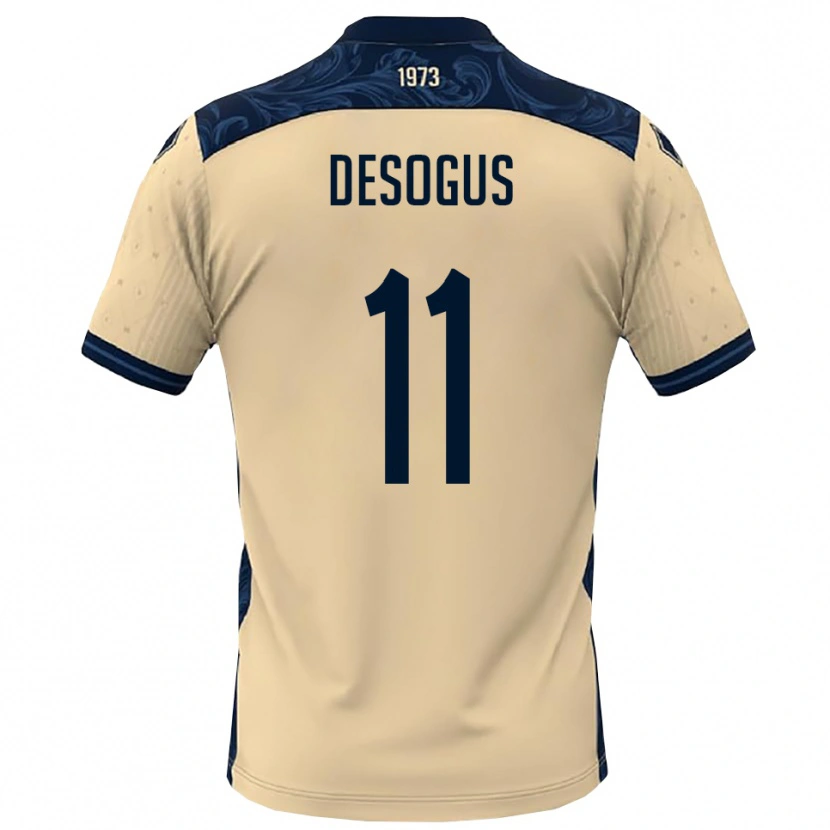 Danxen Kinderen Jacopo Desogus #11 Wit Donkerblauw Uitshirt Uittenue 2025/26 T-Shirt