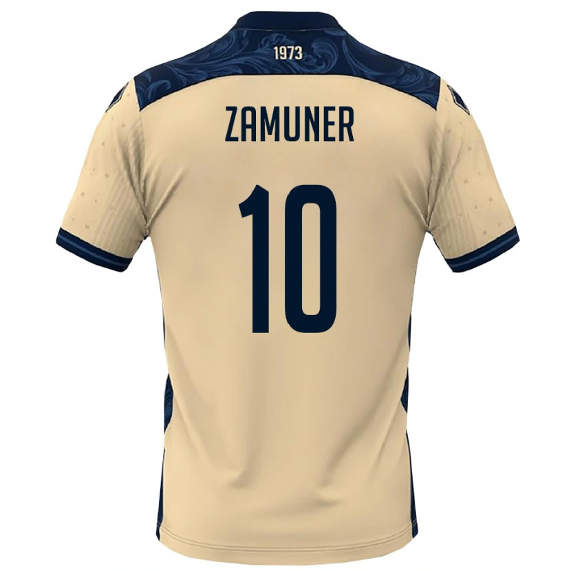 Danxen Kinderen Mattia Zamuner #10 Wit Donkerblauw Uitshirt Uittenue 2025/26 T-Shirt