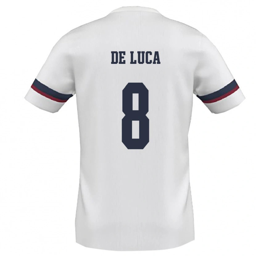Danxen Kinderen Sergio De Luca #8 Wit Rood Uitshirt Uittenue 2025/26 T-Shirt