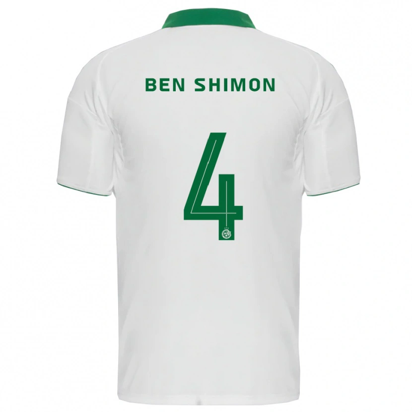 Danxen Kinderen Elad Ben Shimon #4 Wit Groen Uitshirt Uittenue 2025/26 T-Shirt