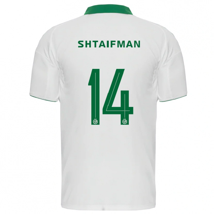 Danxen Kinderen Noam Shtaifman #14 Wit Groen Uitshirt Uittenue 2025/26 T-Shirt