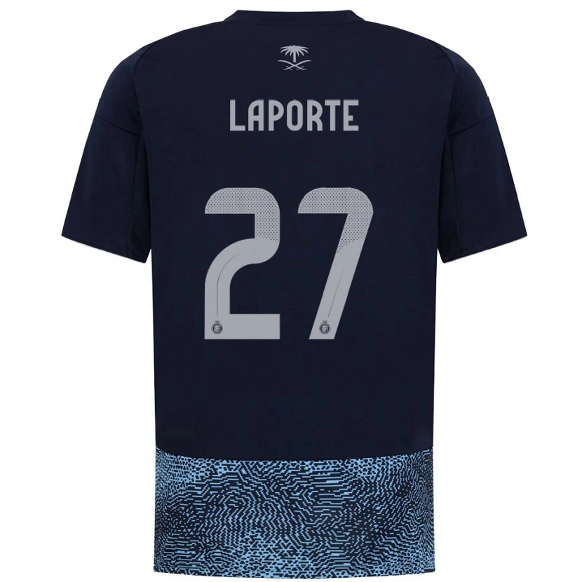 Danxen Kinderen Aymeric Laporte #27 Donkerblauw Hemelsblauw Uitshirt Uittenue 2025/26 T-Shirt