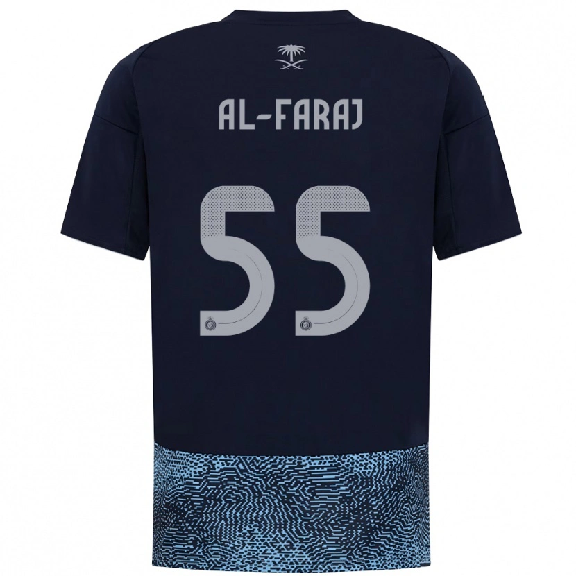 Danxen Kinderen Abdulaziz Al-Faraj #55 Donkerblauw Hemelsblauw Uitshirt Uittenue 2025/26 T-Shirt