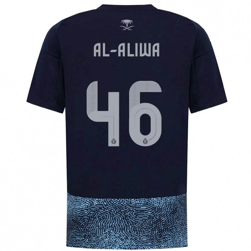 Danxen Kinderen Abdulaziz Al-Aliwa #46 Donkerblauw Hemelsblauw Uitshirt Uittenue 2025/26 T-Shirt