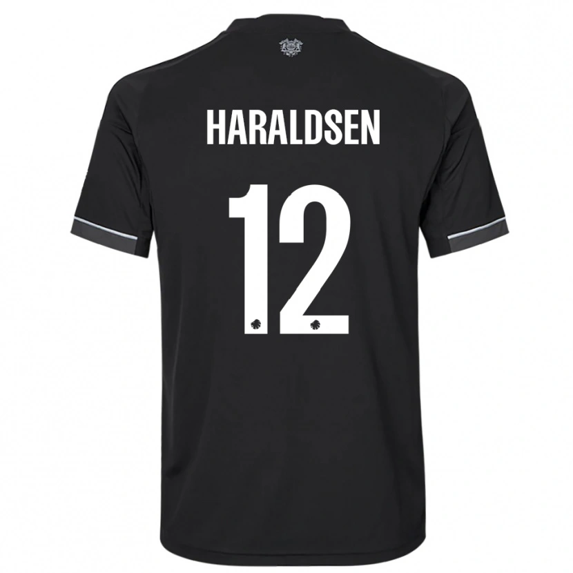 Danxen Kinderen Henrik Haraldsen #12 Zwart Wit Uitshirt Uittenue 2025/26 T-Shirt