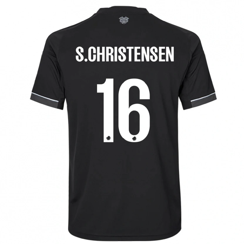 Danxen Kinderen Sebastian Christensen #16 Zwart Wit Uitshirt Uittenue 2025/26 T-Shirt