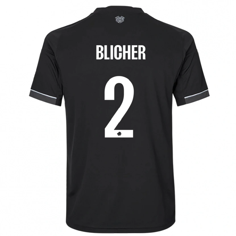 Danxen Kinderen Nicolai Blicher #2 Zwart Wit Uitshirt Uittenue 2025/26 T-Shirt