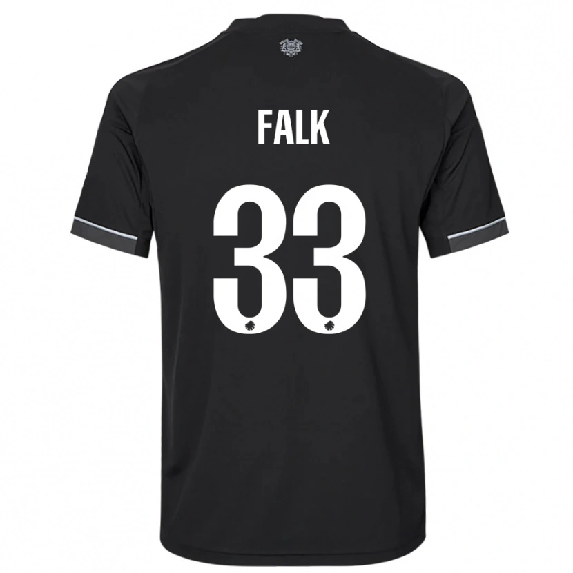 Danxen Kinderen Rasmus Falk #33 Zwart Wit Uitshirt Uittenue 2025/26 T-Shirt