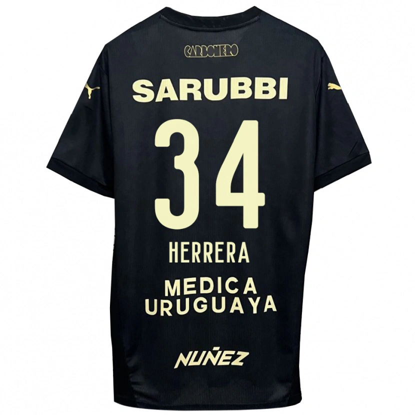 Danxen Kinderen Nahuel Herrera #34 Zwart Goud Uitshirt Uittenue 2025/26 T-Shirt
