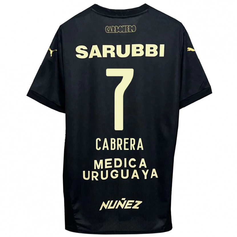 Danxen Kinderen Javier Cabrera #7 Zwart Goud Uitshirt Uittenue 2025/26 T-Shirt