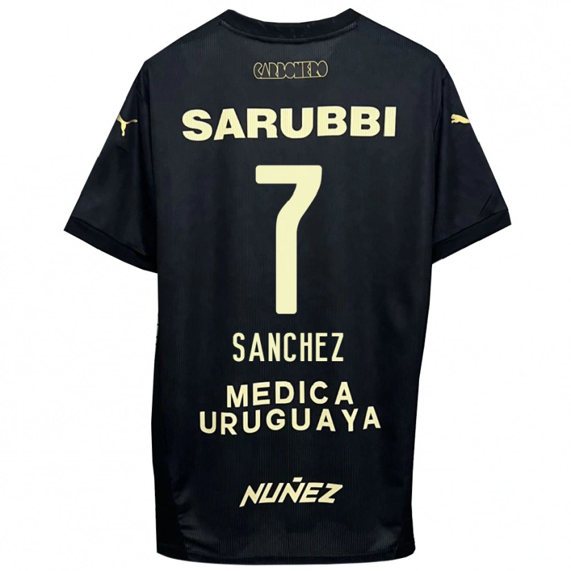 Danxen Kinderen Carlos Sánchez #7 Zwart Goud Uitshirt Uittenue 2025/26 T-Shirt
