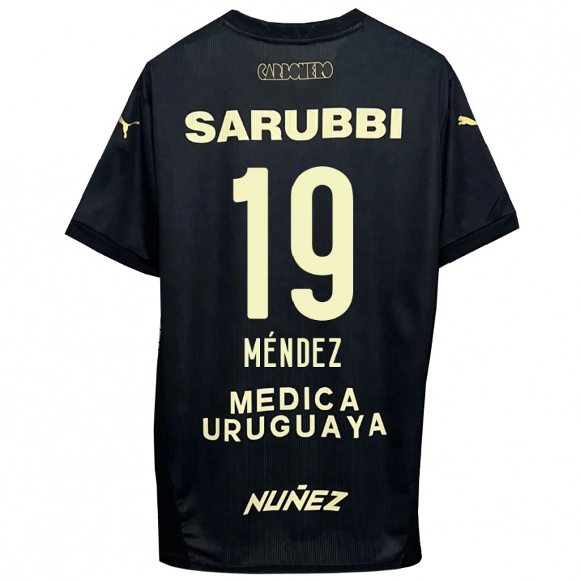Danxen Kinderen Diego Méndez #19 Zwart Goud Uitshirt Uittenue 2025/26 T-Shirt