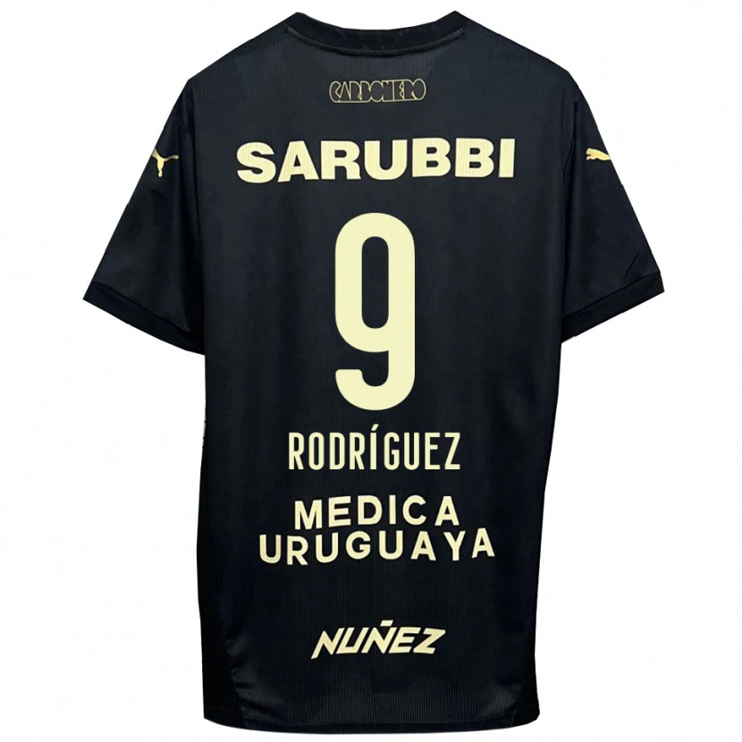Danxen Kinderen Agustín Rodríguez #9 Zwart Goud Uitshirt Uittenue 2025/26 T-Shirt