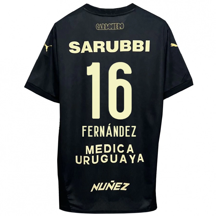 Danxen Kinderen Adrián Fernández #16 Zwart Goud Uitshirt Uittenue 2025/26 T-Shirt